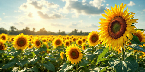 Fototapeta premium Concept photo of sunflowers with space for text