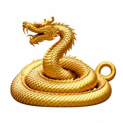 golden dragon statue isolated on white background