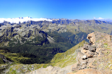 Fototapeta premium View of Mount Grossvenediger and Mount Kleinvenediger from Mount Kitzsteinhorn. Austrian Alps, Europe.