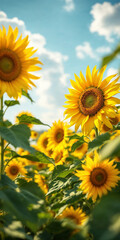 Fototapeta premium Concept photo of sunflowers with space for text