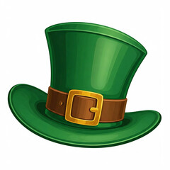 green leprechaun hat with gold buckle isolated on white background  for st patricks day
