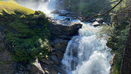 Krimml Waterfalls in the High Tauern National Park. Austrian Alps, Europe. 