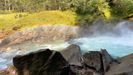 Krimml Waterfalls in the High Tauern National Park. Austrian Alps, Europe. 