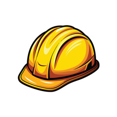 A bright yellow hard hat with a black rim and a white background.