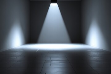 Obraz premium Empty room with dramatic spotlight representing mystery, intrigue, depth, minimalism