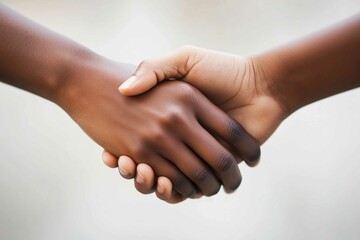 Closeup two african people holding hands