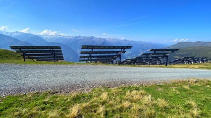Solar panels on the Wildkogel mountain. Austrian Alps, Europe.