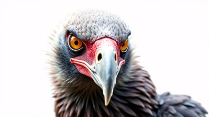 Fototapeta premium Color sketchnote style portrait of an Ethiopian Vulture, tight close-up. Detailed focus on the bird's dark plumage, sharp beak, and keen yellow eyes.