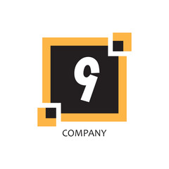 yellow black square 9 corporate figure logo icon design, suitable for a company or company