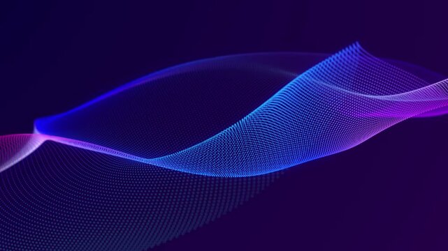 Beautiful wave. Wave motion of points. The concept of science, technology, business, space. Banner, wallpaper Looped animation 4K