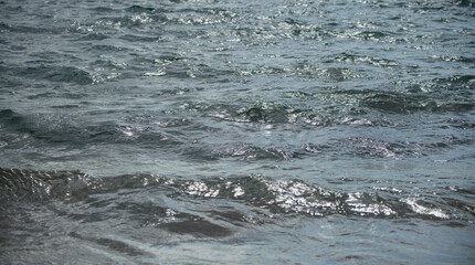 Fototapeta premium Tropical blue ocean in Hawaii. Summer sea in clean and clear water from surface for background. Waves concept design.