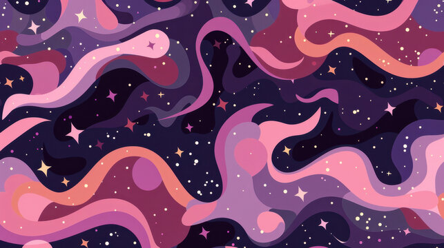 seamless pattern with stars and galaxies