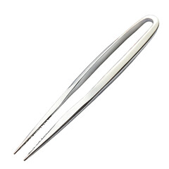 Slim silver tweezers with pointed tip isolated on the transparent background