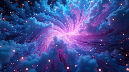 Abstract Purple Pink Blue Nebula Cosmic Cloudscape Fantasy Art