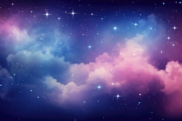 Naklejka premium Magical Pink and Blue Background with Stars and Galaxy - A Mystical and Mesmerising Universe for Your Designs