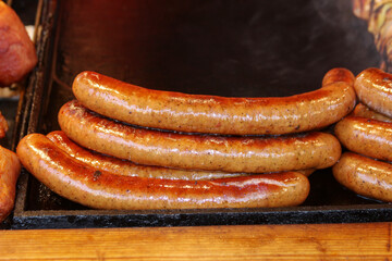Grilled sausages ready to eat.