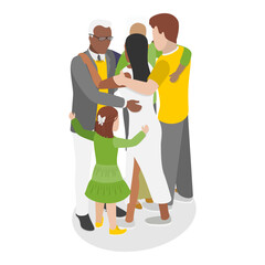 3D Isometric Flat Vector Illustration of Family Hug , Love and Trust between Generations. Item 2