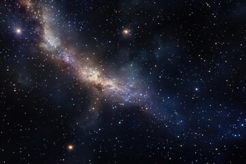 Stars and galaxies illuminate the night sky in a vast cosmic landscape