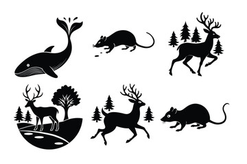 Set of animal silhouettes vector illustration