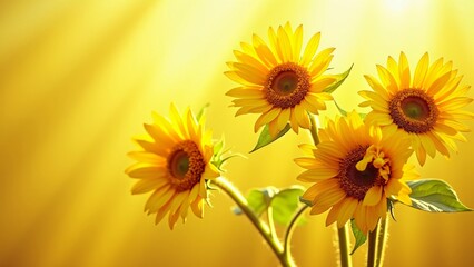 Obraz premium Vibrant Sunflowers Blooming in Golden Sunlight