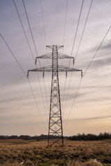 widok słupów energetycznych na polu  © ckukis