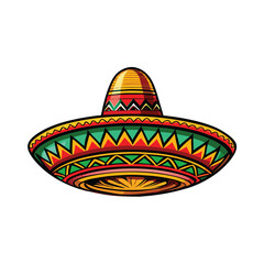 A realistic sombrero hat intricately woven with colorful patterns and intricate details.