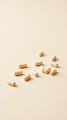 Magnesium glycinate capsules on a surface with gradient background.