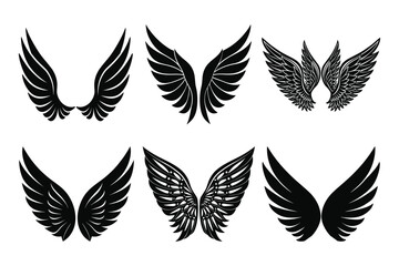 Set of wing silhouette vector illustration