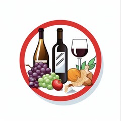 No Food No Drinks Sign Set. Prohibited Symbols for Food and Drinks. Warning and Safety Signs to Ban Food and Drinks in Restricted Area