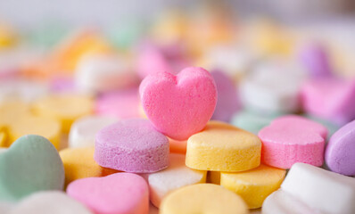 close up of heart shaped candy