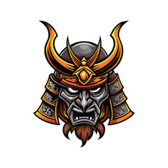 A detailed vector illustration of a samurai helmet with intricate metal details.