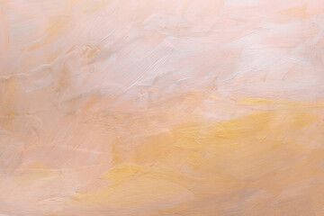 Art oilб acrylic smear blot canvas painting wall. Abstract neutral beige color stain brush stroke texture background.