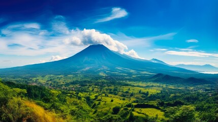 Fototapeta premium Panoramic view of Izalco Volcano in Cerro Verde National Park, El Salvador. Experience the Adventure and Beauty of Central America's Protected Natural Wonders