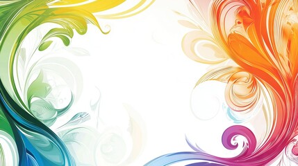 Fototapeta premium A vibrant abstract backdrop featuring swirls and waves on a pure white canvas, providing ample space for text overlay