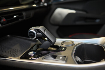Macro shot of a car gear lever an essential auto part