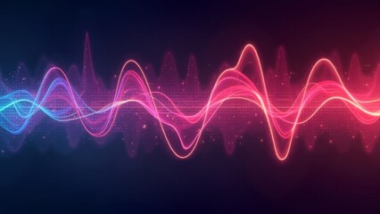 Glowing neon soundwave lines on dark digital background