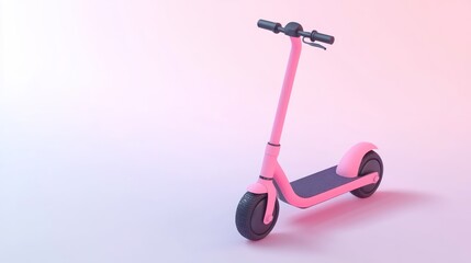 Pink electric scooter on pastel background.