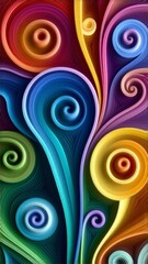 Fototapeta premium Colorful swirl design with layered curves and luminous abstract shapes