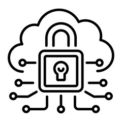 Cloud security icon in linear style 