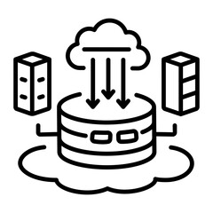 A linear style icon of data lake 