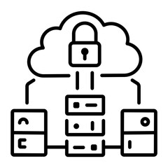 Private cloud storage icon in line style 