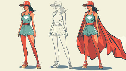 Dynamic Light Color Superhero Caricature Illustration Full Body Concept