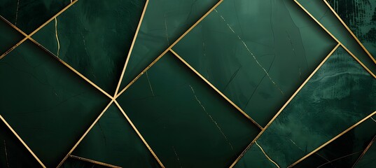 Stylish green background with abstract golden lines and a minimalist design perfect for modern and creative projects