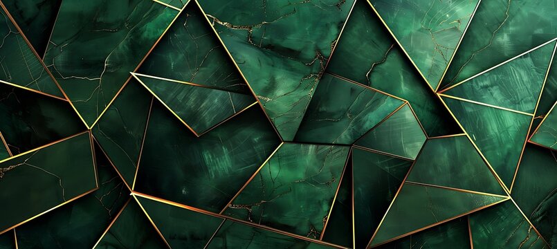 Elegant green and gold backdrop featuring abstract lines and patterns for a luxurious and aesthetic look