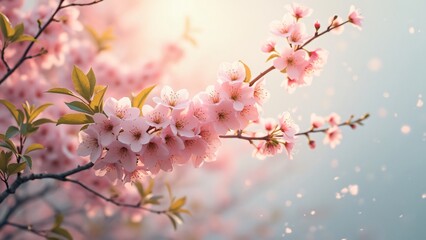 Obraz premium Stunning Pink Cherry Blossoms Spring Flowers Branch