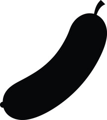 Silhouette cucumber isolated on white background.