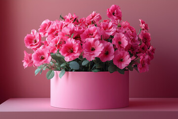 Fototapeta premium Różowa waza z kwiatami 