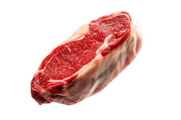 Fototapeta premium Closeup pork shoulder steak showcasing marbled texture isolated on white background, emphasizing freshness and quality.