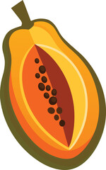 papaya  white background. Vector illustration.