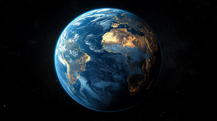 Earth's View Highlighting Africa and the Atlantic Ocean from Space